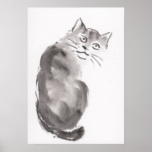 Poster Lin Li(LinLi888) Art Print Sumi-E Cat 21012901