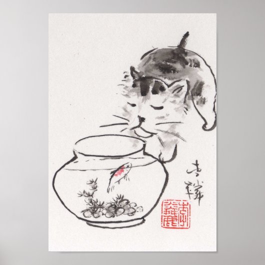 Poster Lin Li's Art Print: Cat and Godfish (Devant)