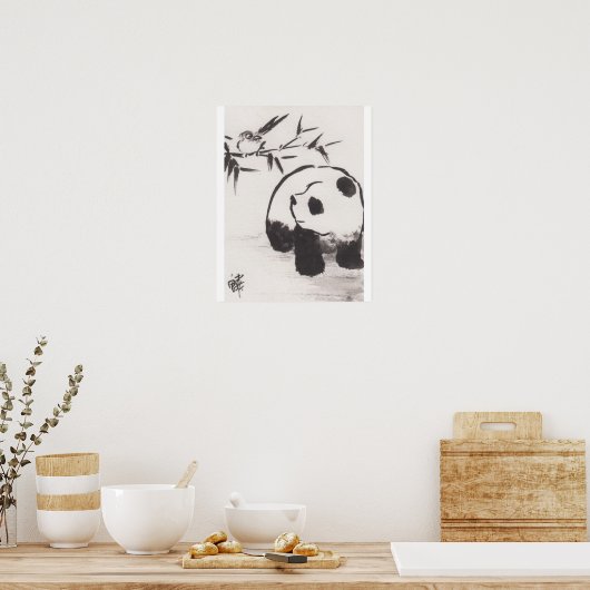 Poster Lin Li's Art Print Panda and Bird 13090105 (Cuisine)