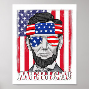 Poster Lincoln 4 juillet Merica American Flag Boys Kids