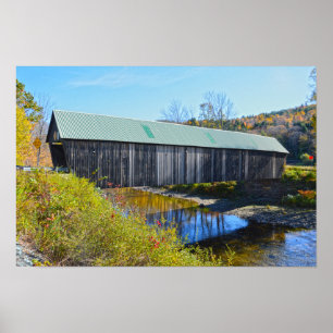 Poster Lincoln Covered Bridge, Automne, Woodstock, Vermon