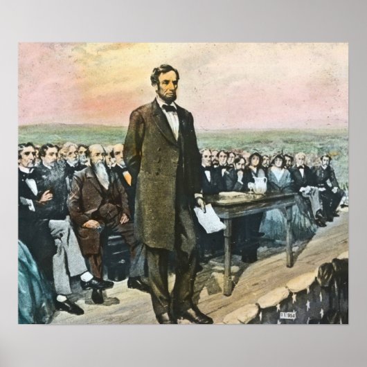 Poster Lincoln livrant l'adresse Gettysburg Vintage (Devant)