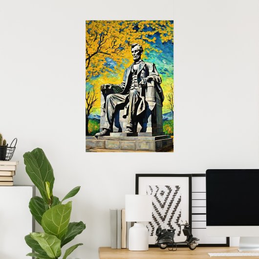 Poster Lincoln Memorial Van Gogh Peinture Style Art (Bureau à domicile)