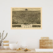 Poster Lincoln, NE Carte panoramique - 1889 (Cuisine)