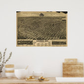 Poster Lincoln Nebraska 1889 Antique carte panoramique (Cuisine)
