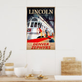 Poster Lincoln Nebraska Denver Zephyrs Burlington Route (Cuisine)