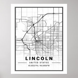 Poster Lincoln Nebraska USA Travel City Plan