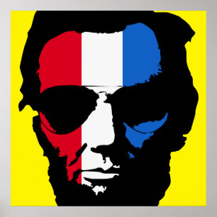 Poster Lincoln with Aviator Sunglasses - Red White Blue