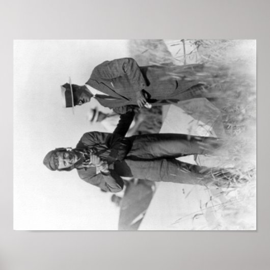 Poster Lindbergh et Wright avec plan en épave (Devant)