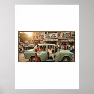 Poster L'Inde nostalgique des années 1970 : voiture Ambas