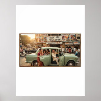 Poster L'Inde nostalgique des années 1970 : voiture Ambas