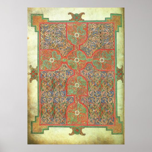 Poster Lindisfarne Evangiles page de tapis A.D. 698 (Devant)