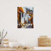 Poster Lindos, Rhodes : Architecture grecque Vintage (Cuisine)