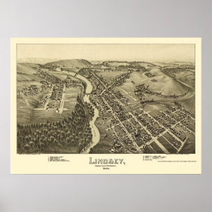 Poster Lindsey, PA Carte panoramique - 1895