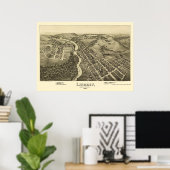 Poster Lindsey, PA Carte panoramique - 1895 (Bureau à domicile)