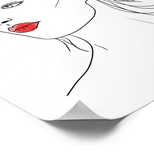 Poster Line Art | Femme en rouge (Coin)