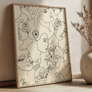 Poster Line Art Women Illustrations Modern Minimalist