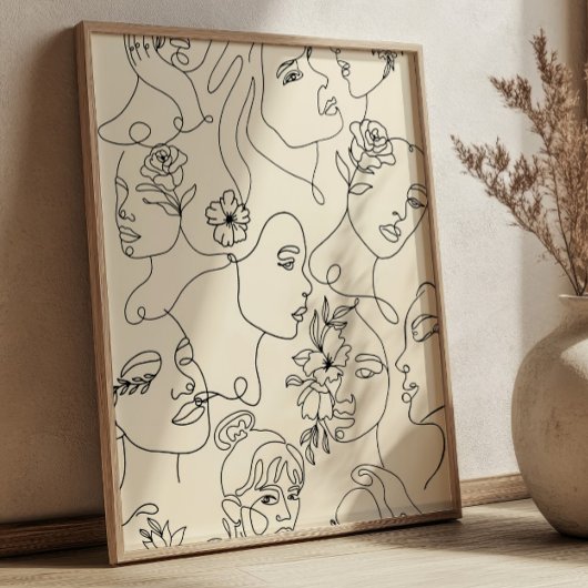 Poster Line Art Women Illustrations Modern Minimalist