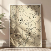 Poster Line Art Women Illustrations Modern Minimalist