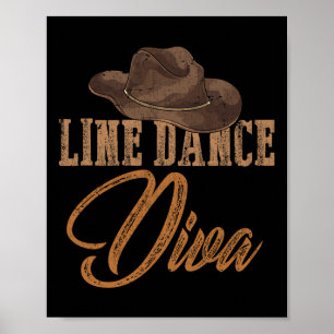 Poster Line Dance Diva Country Line Danser Femmes Filles 