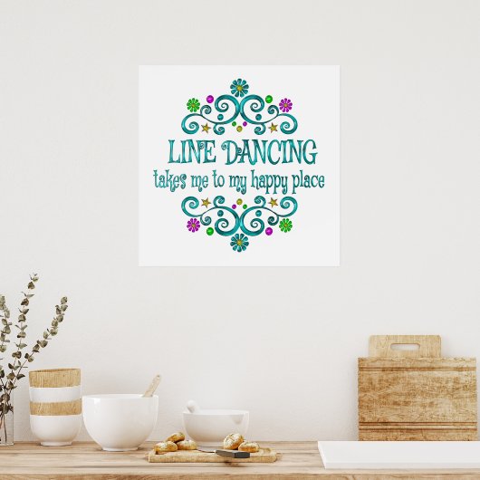 Poster Line Dancing Happy Place (Cuisine)