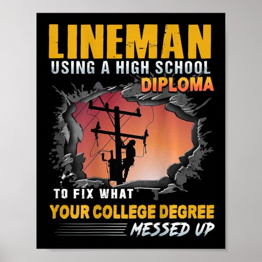 Poster Lineman Using A High School Diploma To Fix (on Bac (Devant)