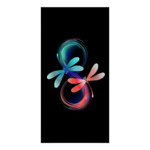 Poster L'infini avec des libellules lumineuses