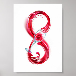 Poster L'infini avec du vin rouge