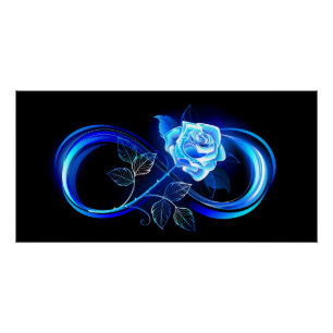 Poster L'infini lumineux avec une rose bleue