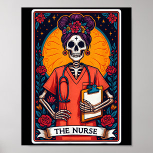 Poster L'infirmière Skeleton Tarot Card Drôle infirmière