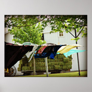Poster Linge amish et chariot à foin