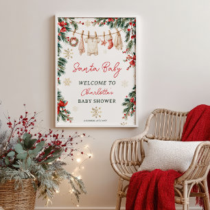 Poster Linge de Noël d'hiver pour Baby Shower avec le Pèr