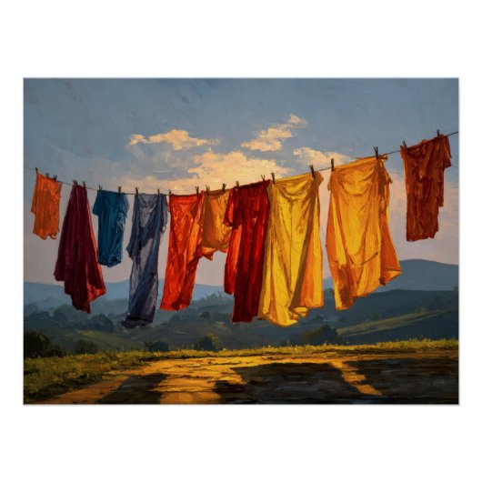 Poster Linge doré au coucher du soleil (Devant)