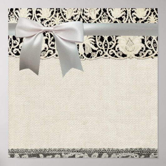 Poster Linge et dentelle blanc vintage (Devant)