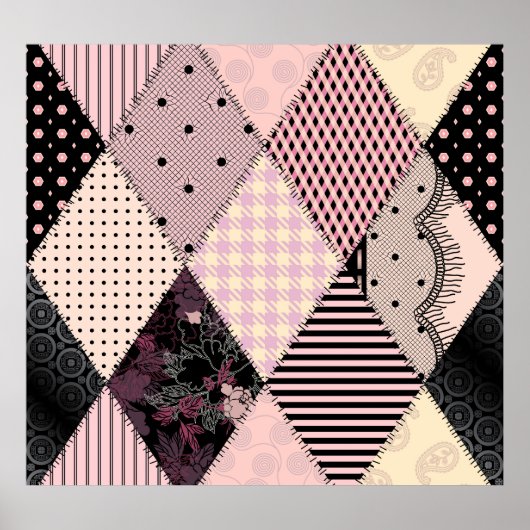 Poster Lingerie textile : Patchwork Motif Vintage (Devant)