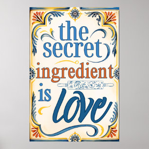 Poster L'ingrédient Secret Est L'amour Cuisine Vintage