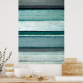 Poster 'Link' Art Turquoise et gris Abstrait (Cuisine)