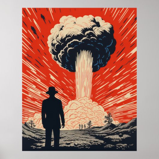 Poster Linocut vintage - Homme élégant en costume (Devant)