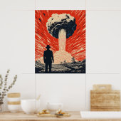 Poster Linocut vintage - Homme élégant en costume (Cuisine)