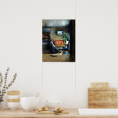 Poster L'intérieur bleu de l'arrière-plan (Cuisine)