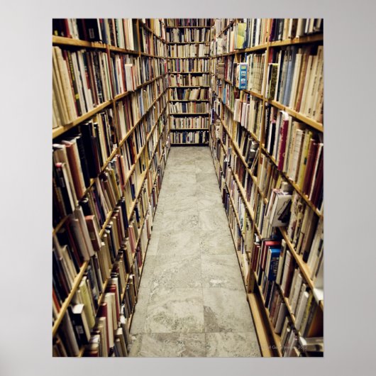 Poster L'intérieur d'une librairie d'occasion Suède. (Devant)