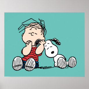Poster Linus consolé avec l'oreille de Snoopy