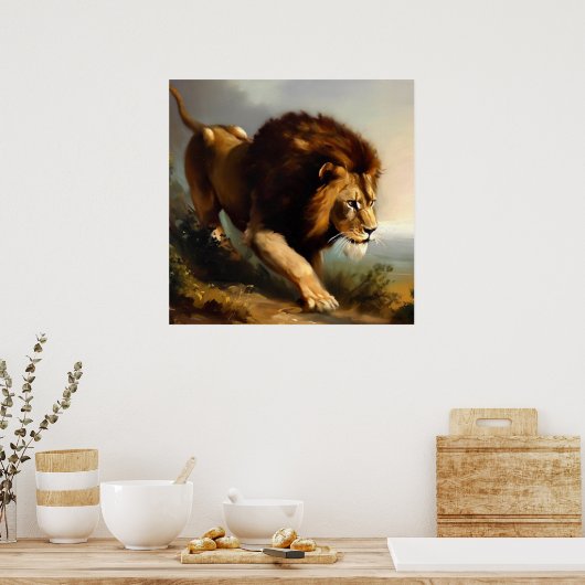 Poster Lion (13) Chat sauvage (Cuisine)