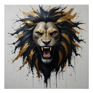 Poster Lion Abstrait