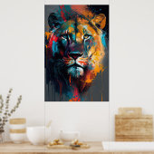 Poster Lion Abstrait 2 (Cuisine)