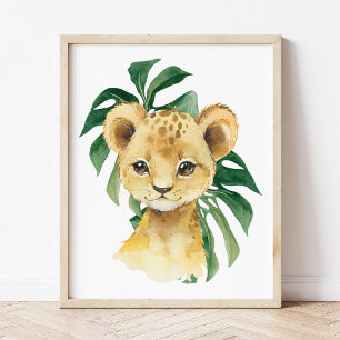 Poster Lion, Animaux de la Jungle, Animaux de Safari, Feu