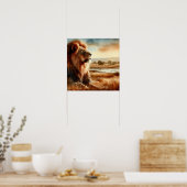 Poster Lion aquarelle sur la savane (Cuisine)