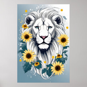 Poster Lion Art, Faune Safari Africain White Lion Wall