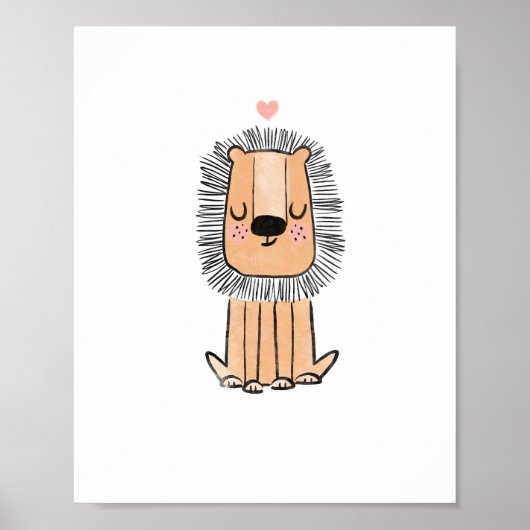 Poster Lion art mignon aquarelle maternelle (Devant)