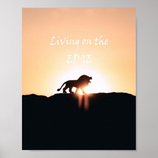 Poster Lion au coucher du soleil Vivre à la lisière (Devant)